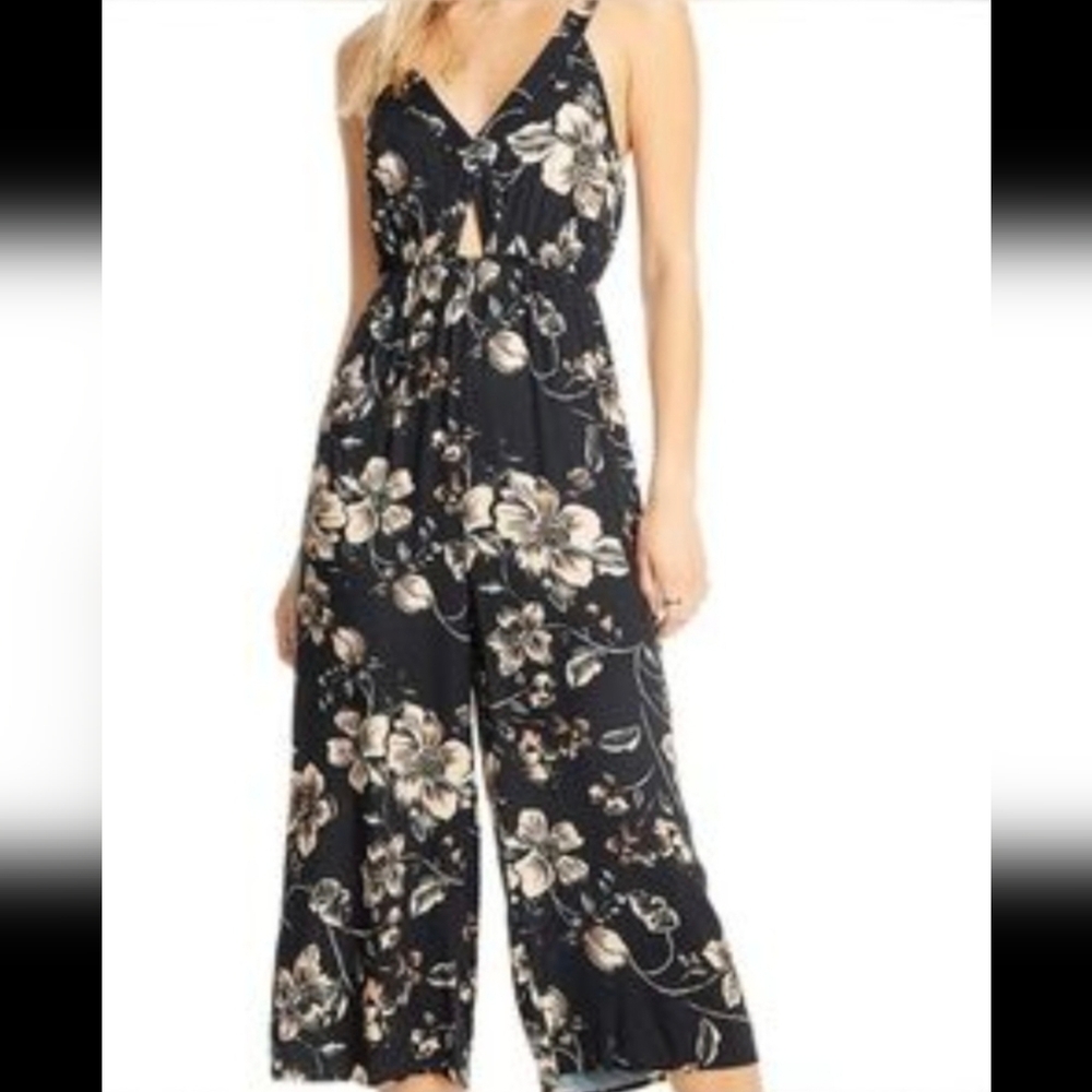 Saltwater Luxe Floral Black Jumpsuit Size: Small